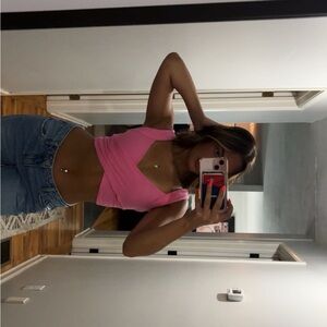 Pink Crossover Crop Top